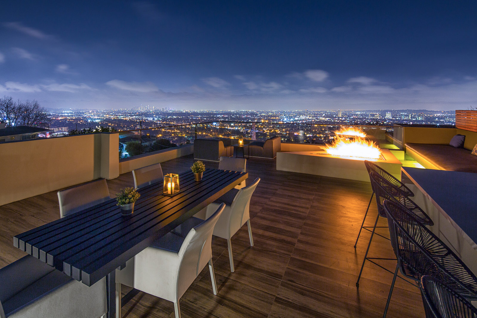 HollywoodLand — Rooftop dining and fire feature